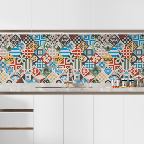 Self Adhesive Kitchen Splashback - Cement tile effect