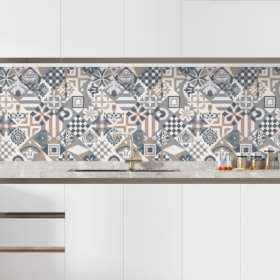 Self Adhesive Kitchen Splashback - Cement tile effect