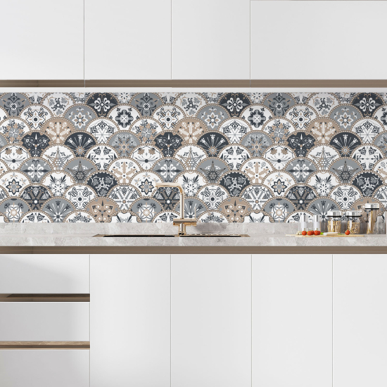 Self Adhesive Kitchen Splashback - Cement tile effect