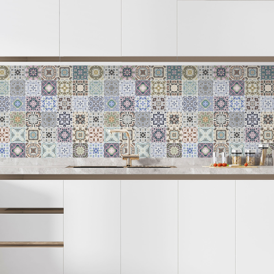 Self Adhesive Kitchen Splashback - Cement tile effect