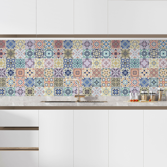 Self Adhesive Kitchen Splashback - Cement tile effect