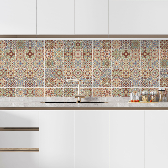 Self Adhesive Kitchen Splashback - Cement tile effect