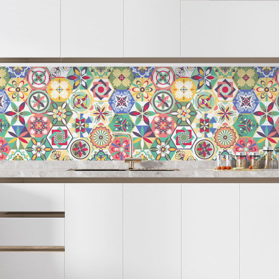 Self Adhesive Kitchen Splashback - Cement tile effect