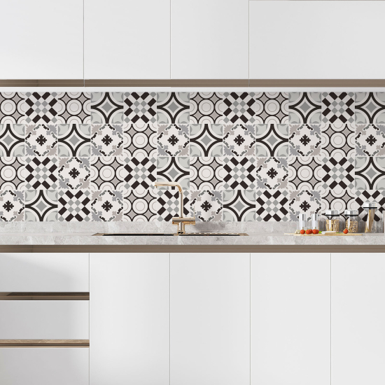 Self Adhesive Kitchen Splashback - Cement tile effect