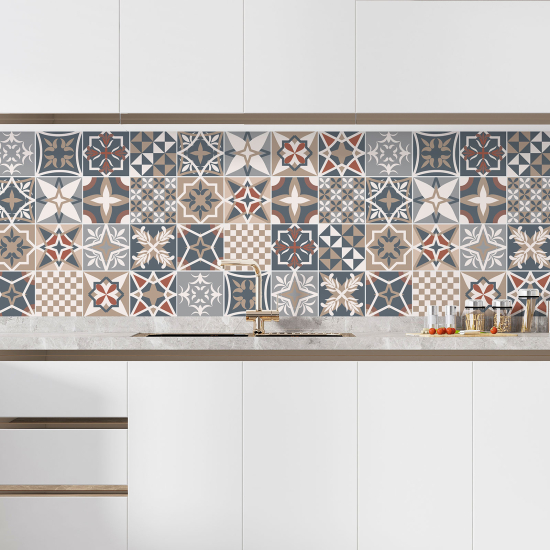 Self Adhesive Kitchen Splashback - Cement tile effect