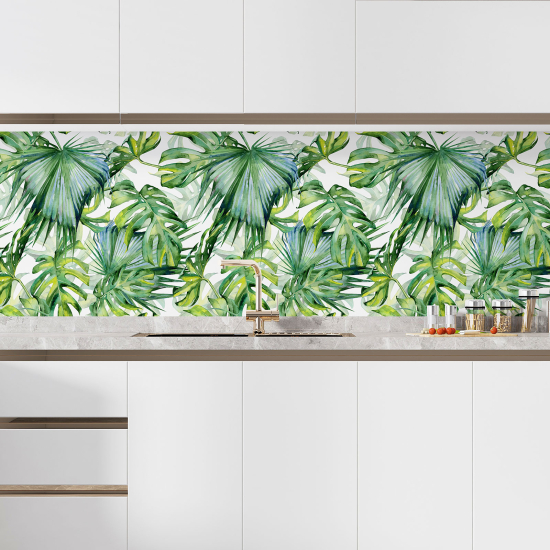 Self Adhesive Kitchen Splashback - Tropical flowers