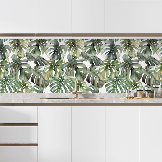 Self Adhesive Kitchen Splashback - Tropical flowers