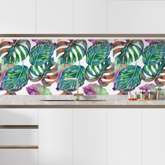 Self Adhesive Kitchen Splashback - Tropical flowers