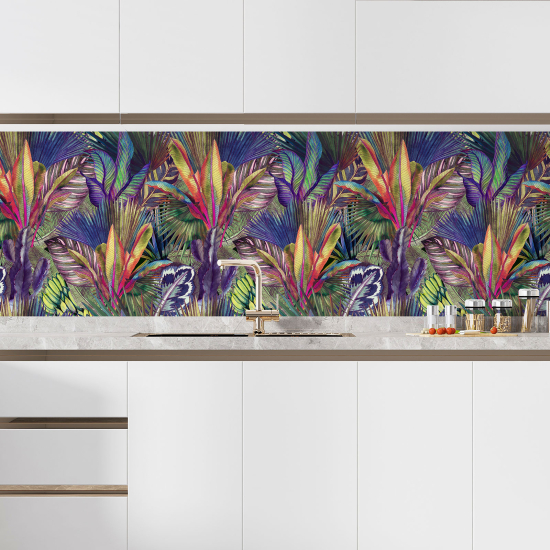 Self Adhesive Kitchen Splashback - Tropical flowers