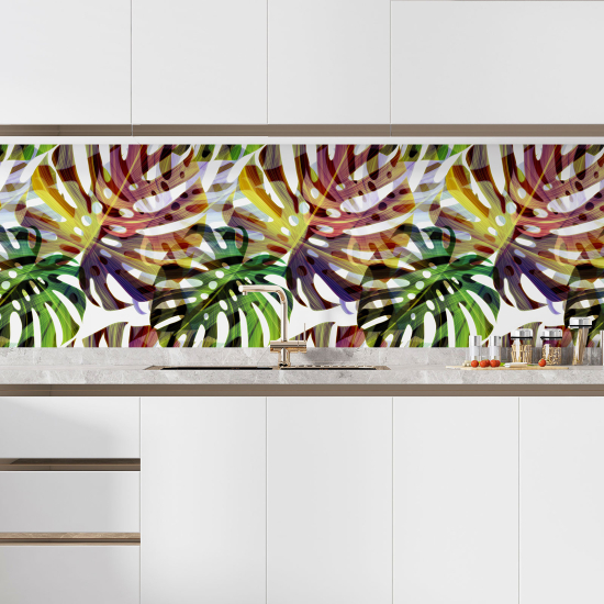 Self Adhesive Kitchen Splashback - Tropical flowers