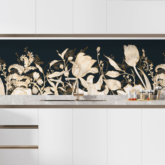 Self Adhesive Kitchen Splashback - Tropical flowers