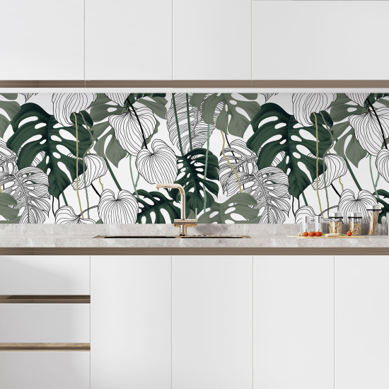 Self Adhesive Kitchen Splashback - Tropical flowers