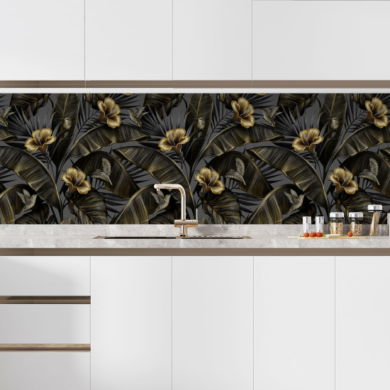 Self Adhesive Kitchen Splashback - Tropical flowers