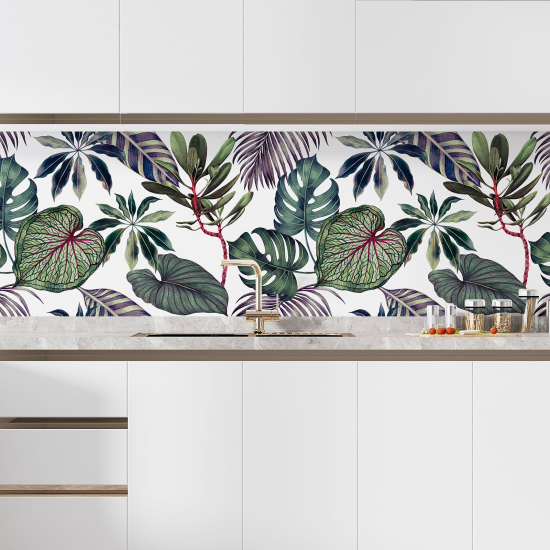 Self Adhesive Kitchen Splashback - Tropical leaves