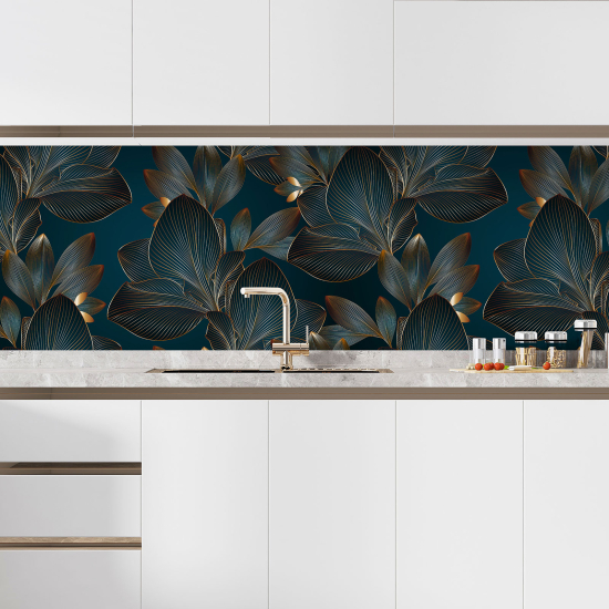 Self Adhesive Kitchen Splashback - Tropical leaves