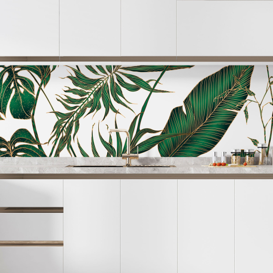 Self Adhesive Kitchen Splashback - Tropical leaves