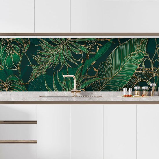 Self Adhesive Kitchen Splashback - Tropical leaves