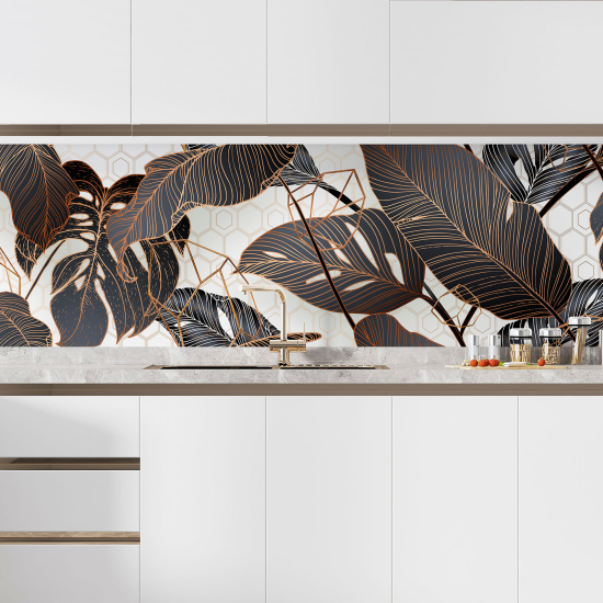 Self Adhesive Kitchen Splashback - Tropical leaves