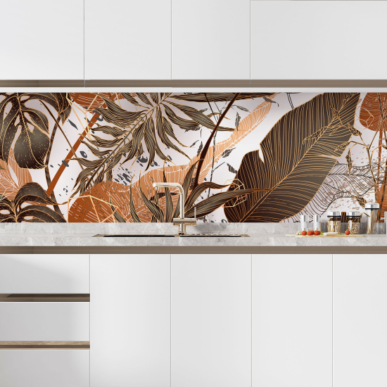 Self Adhesive Kitchen Splashback - Tropical leaves