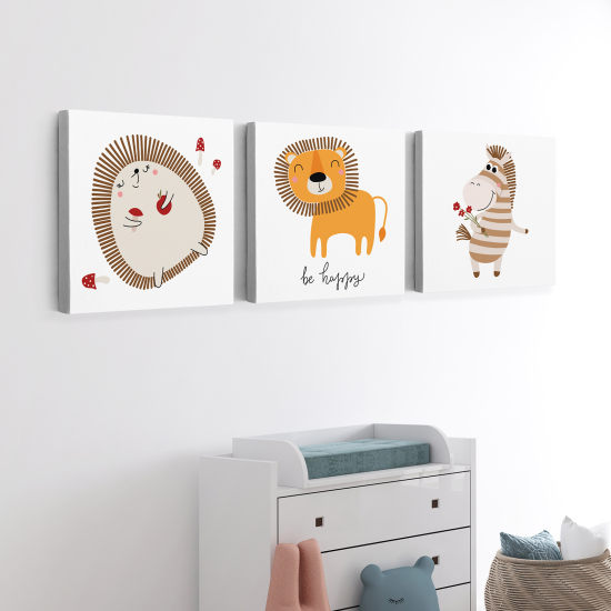 Set of 3 Children's Canvas Prints - Animals