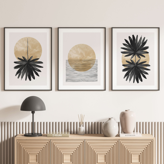 Set Of 3 Posters - Brown sun