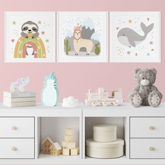 Set Of 3 Posters for Kids - Animals