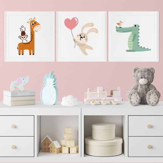 Set Of 3 Posters for Kids - Animals