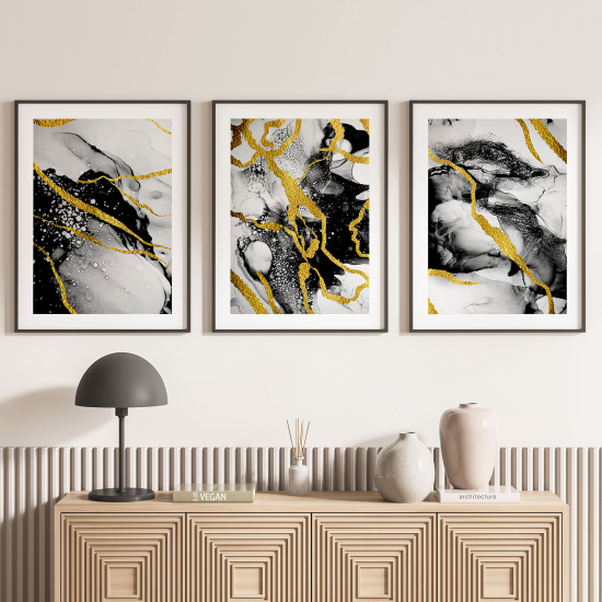 Set Of 3 Posters - Marbled effect