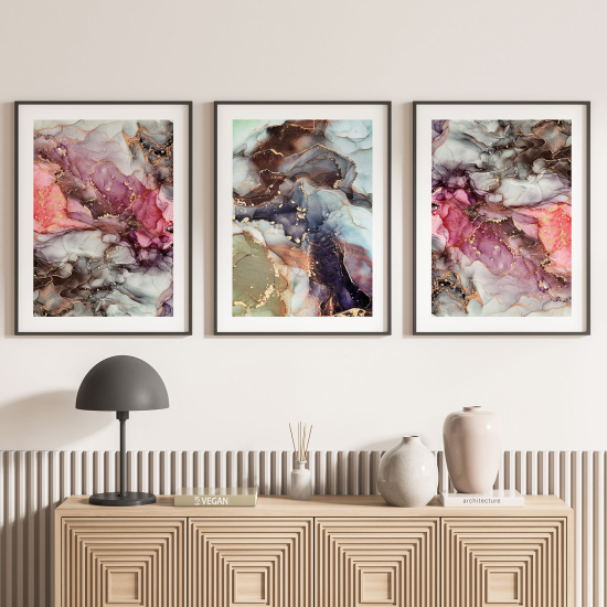 Set Of 3 Posters - Marbled effect