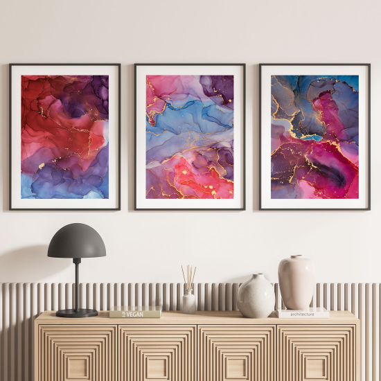 Set Of 3 Posters - Marbled effect