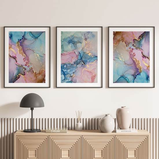 Set Of 3 Posters - Marbled effect