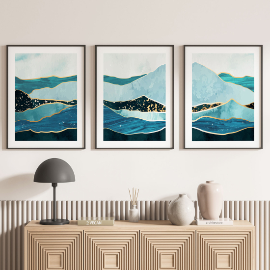 Set Of 3 Posters - Waves Design