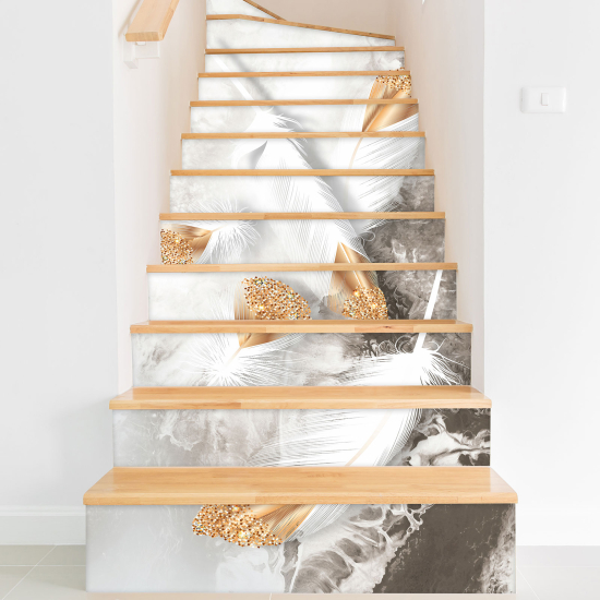 Stair riser stickers - Feathers