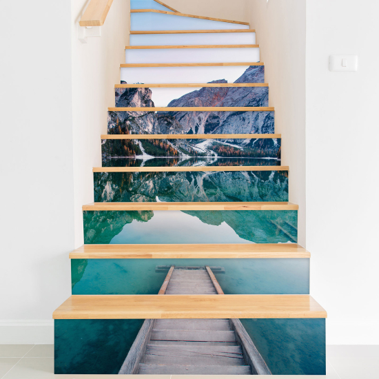 Stair riser stickers - Mountain Lake