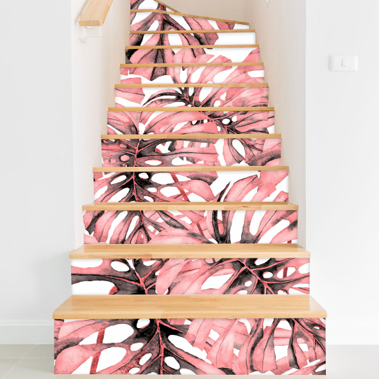 Stair riser stickers - Tropical flowers