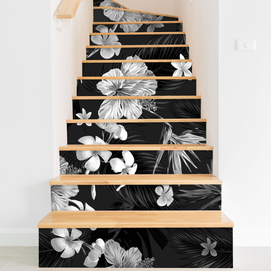 Stair riser stickers - Tropical flowers