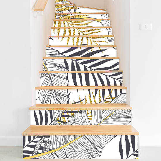 Stair riser stickers - Tropical leaves