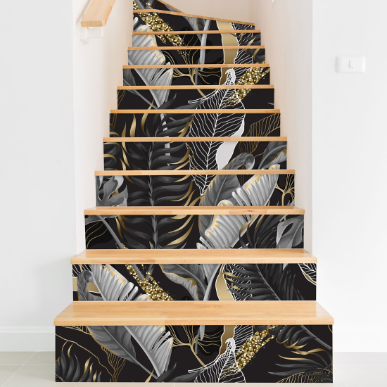 Stair riser stickers - Tropical leaves