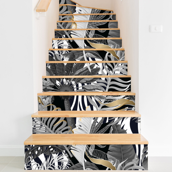 Stair riser stickers - Tropical leaves