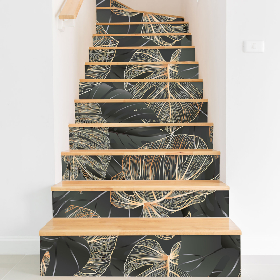 Stair riser stickers - Tropical leaves