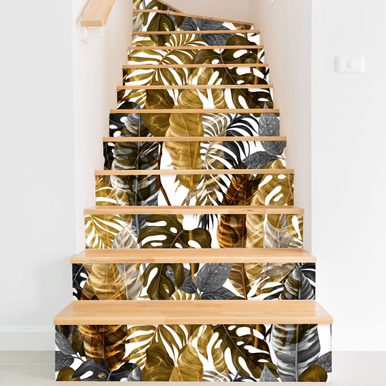 Stair riser stickers - Tropical leaves