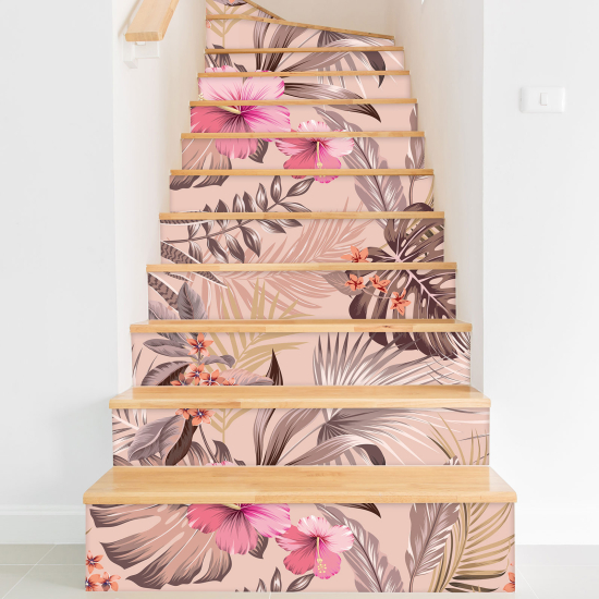 Stair riser stickers - Tropical leaves