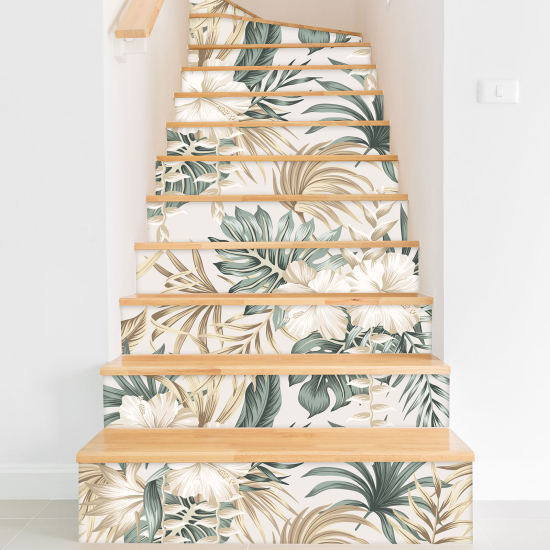 Stair riser stickers - Tropical leaves