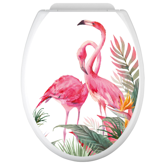 Toilet seat sticker - Pink flamingos