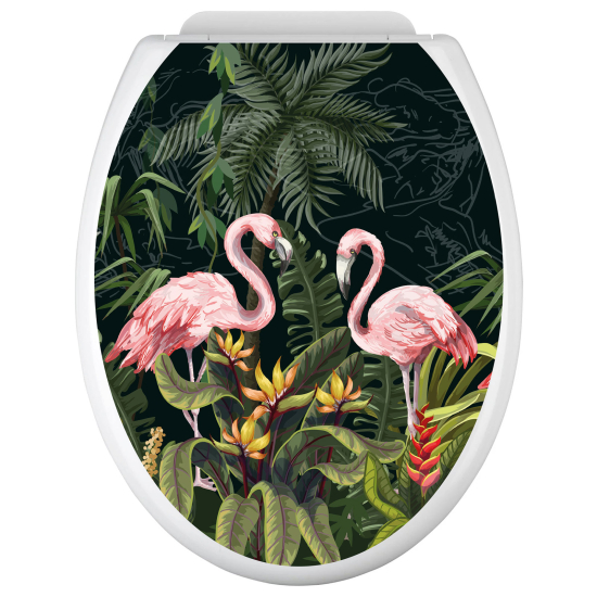 Toilet seat sticker - Pink flamingos