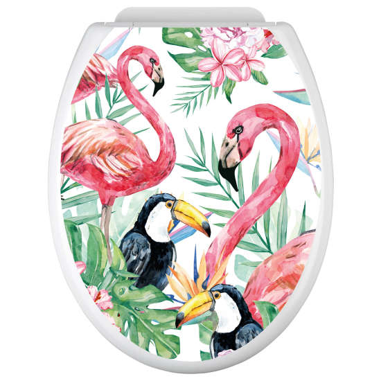 Toilet seat sticker - Pink flamingos