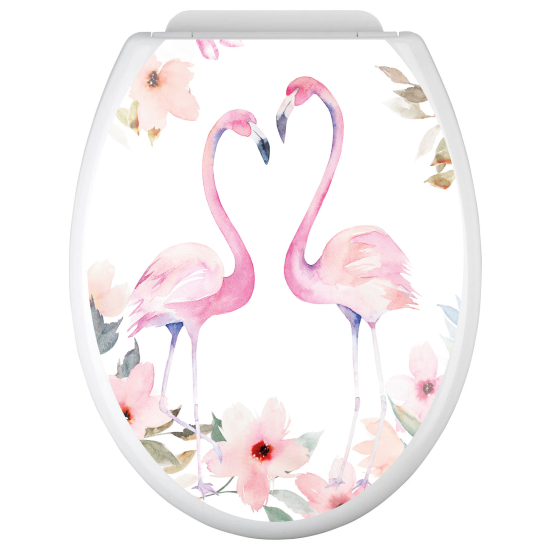 Toilet seat sticker - Pink flamingos