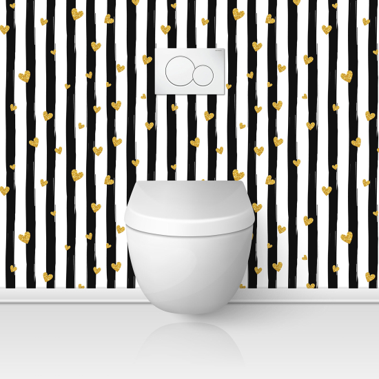 Toilets Self Adhesive - Striped Hearts