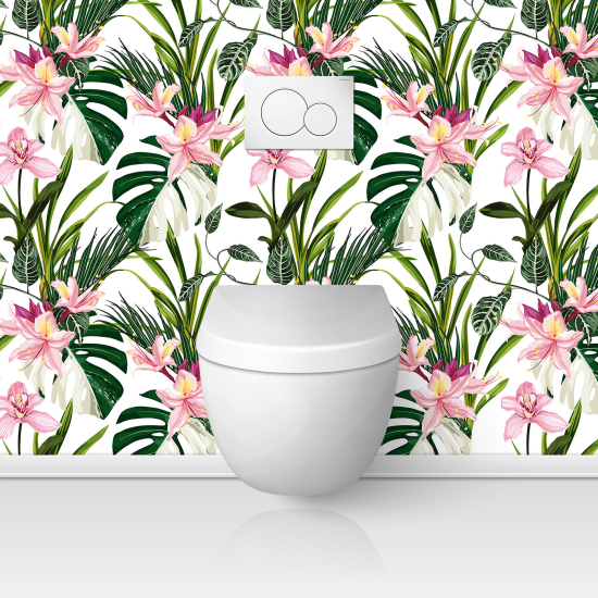 Toilets Self Adhesive - Tropical Flowers