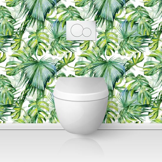 Toilets Self Adhesive - Tropical Leaves